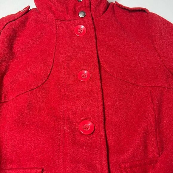 WOMENS JUNIORS SOUND & MATTER BASIC WOOL BLEND JACKET RED W/ BUTTONS SIZE XS - Picture 6 of 15